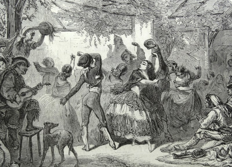 Spanish traditional dancers depicted at Grenada Spain 1860