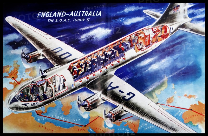Colour cut-out diagram of a British 1940s commercial plane