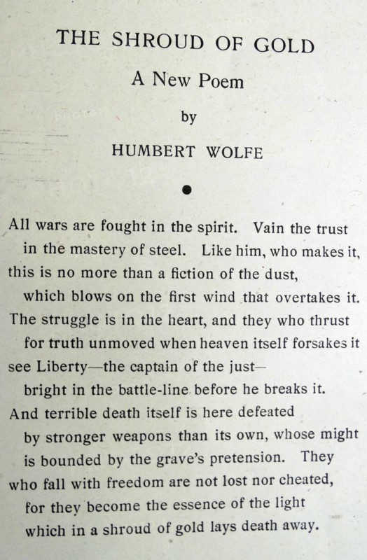 Copy of the poem titled 'The Shroud of Gold'