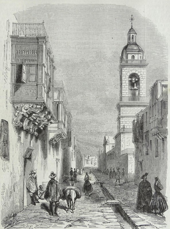 Illustration of a street scene in San-Pedro à lima