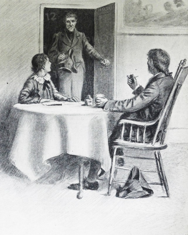 Illustration from a book depicting a Captain and young boy