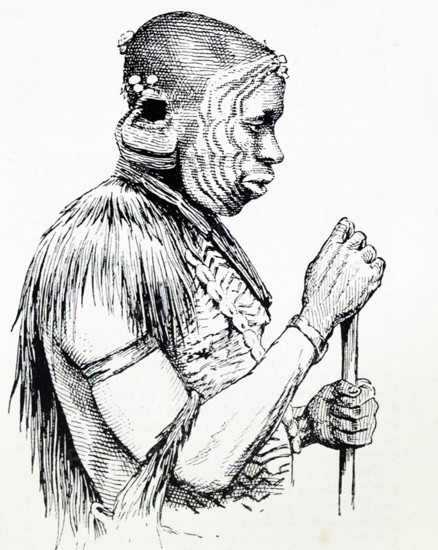 Illustration from a book depicting a painted Aboriginal man