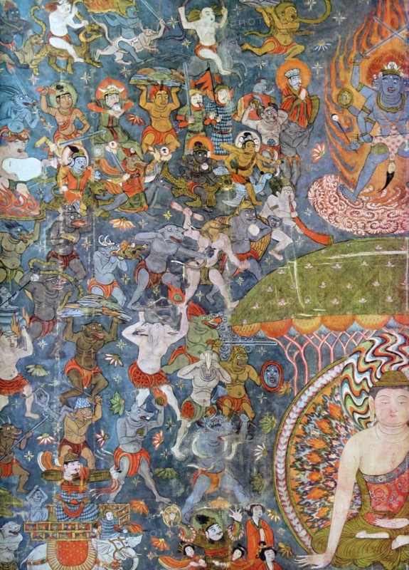 Ti Tsang P'usa the judge of the underworld. Detail depicting a scene from the Buddhist afterlife