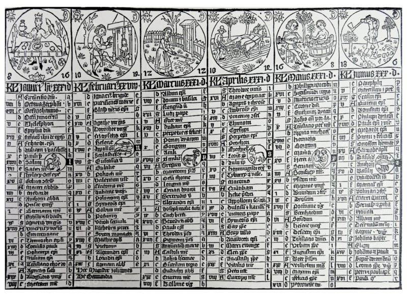 Calendar by Johannes Von Gmunden; Woodcut 1440