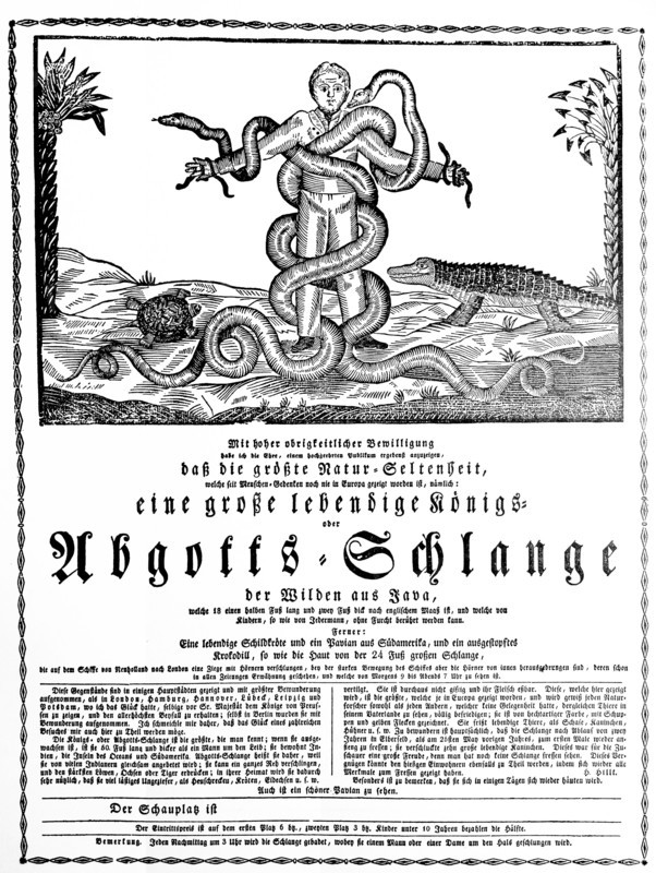 advert or poster for a traveling entertainer; German (swiss) 1840