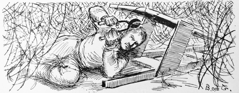 World war one Allied saboteur, gets under a barbed wire fence