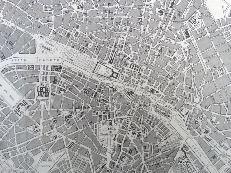 19th Century Map of Paris with the River Seine depicted