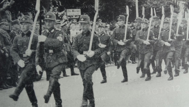 Photograph of young men marching in Danzig