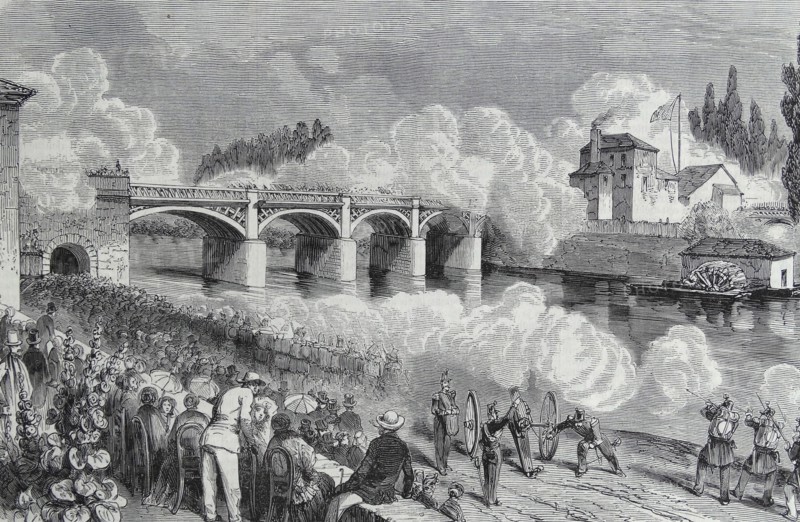 Illustration depicting the attack and capture of the Bridge of Château