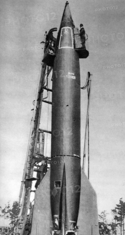 Photograph of a German rocket launcher ready for use