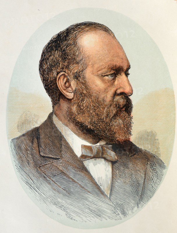 Colour portrait of James Garfield, 20th President of the United States of America