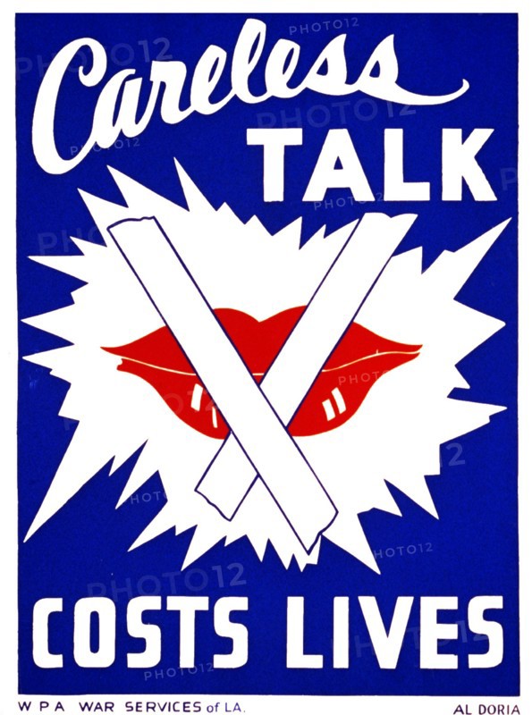 Careless talk costs lives; American World war two propaganda poster