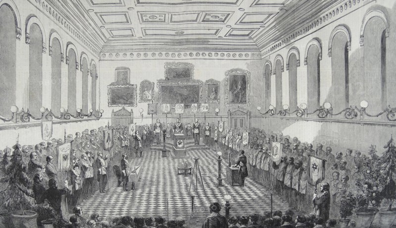meeting of British freemasons with masonic rituals 1860