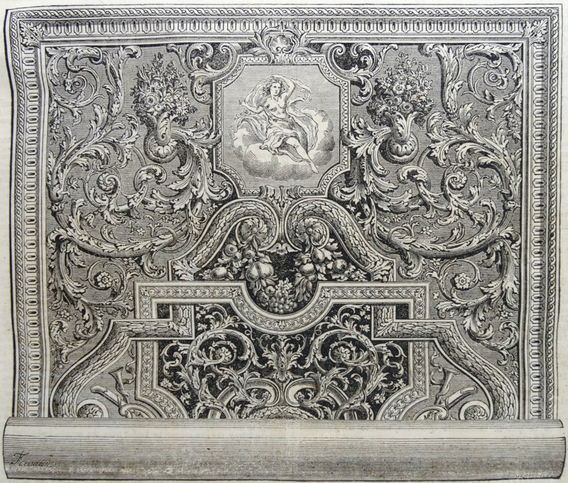 Engraving of a carpet manufactured at the Imperiale Des Gobelins