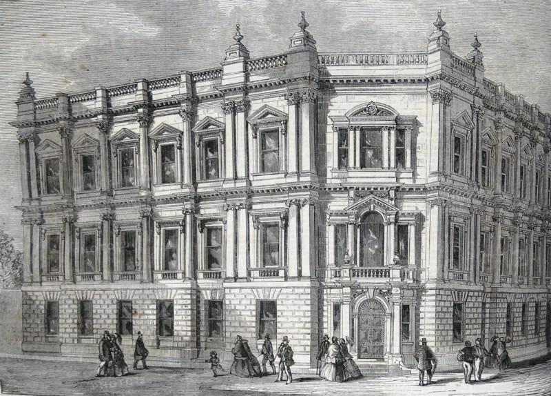 Engraving depicting the Offices of the Metropolitan Board of Works in Spring Gardens