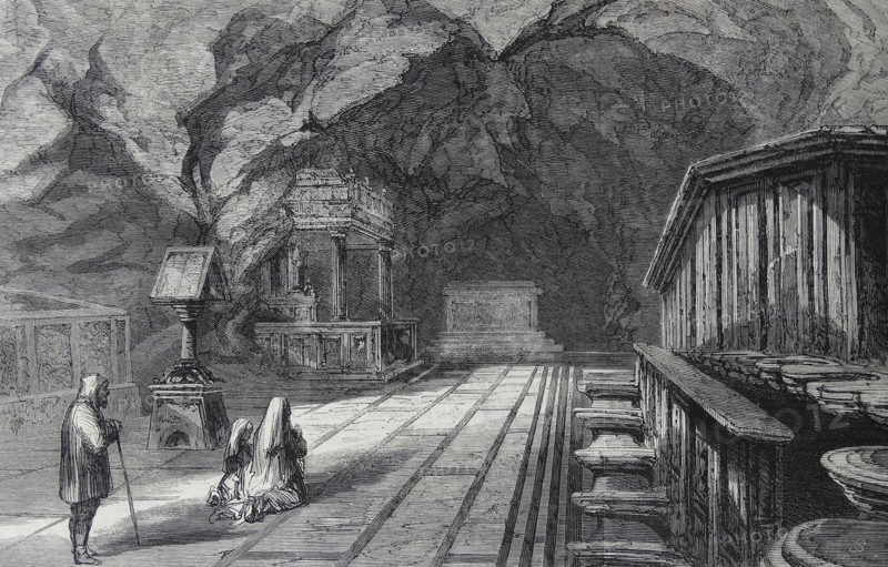 Engraving depicting the grotto of Santa R Salia, Palermo