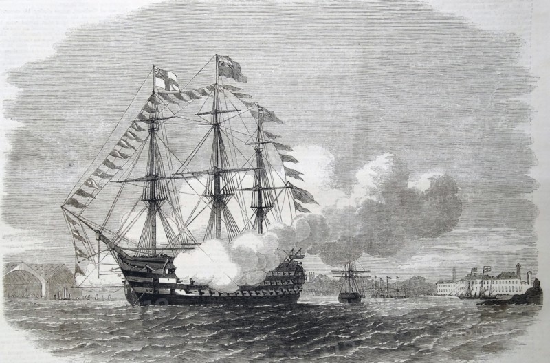 Engraving of the H.M.S. 'Impregnable'