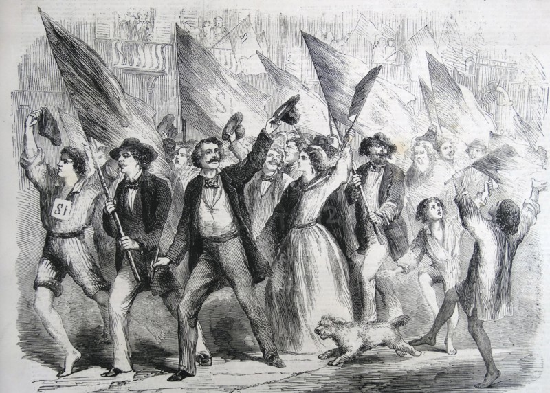 Engraving depicting the Neapolitans proceeding to register their votes