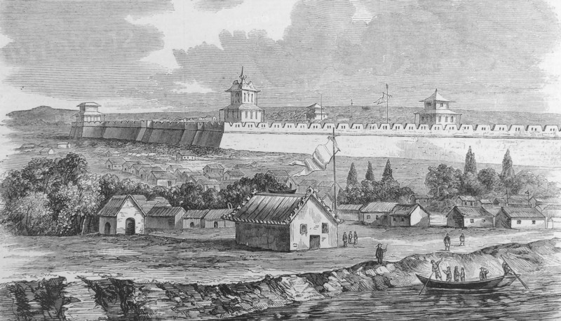 Engraving depicting Tien-Tsin, on the banks of the Peiho River