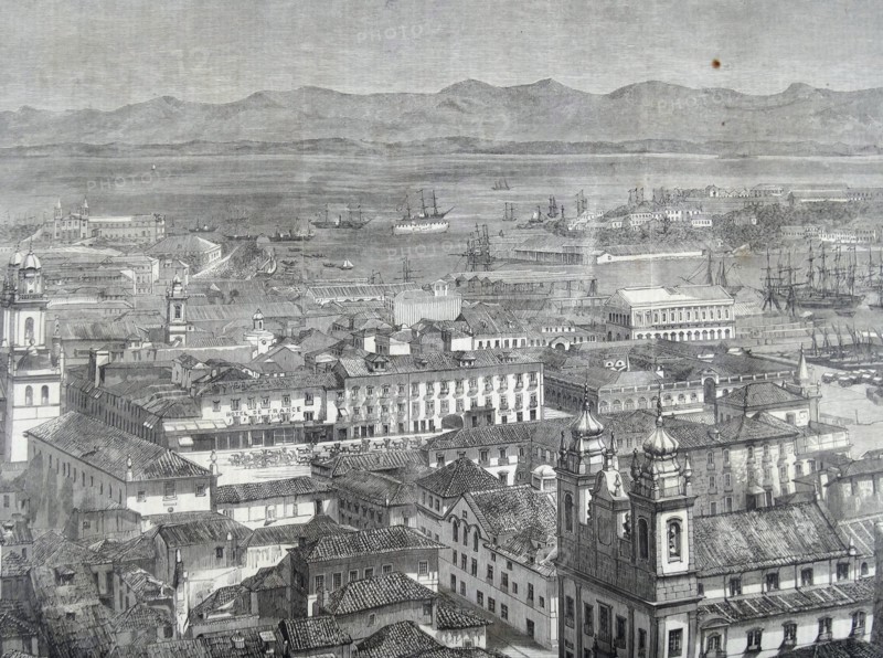 Engraving depicting the Arsenal and Part of the city of Rio de Janeiro