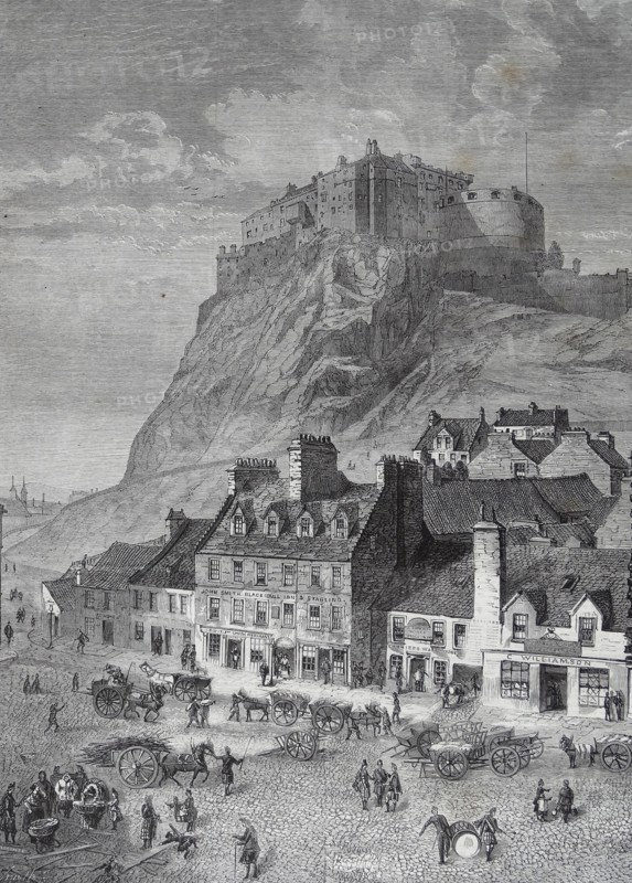 Engraving depicting Edinburgh Castle