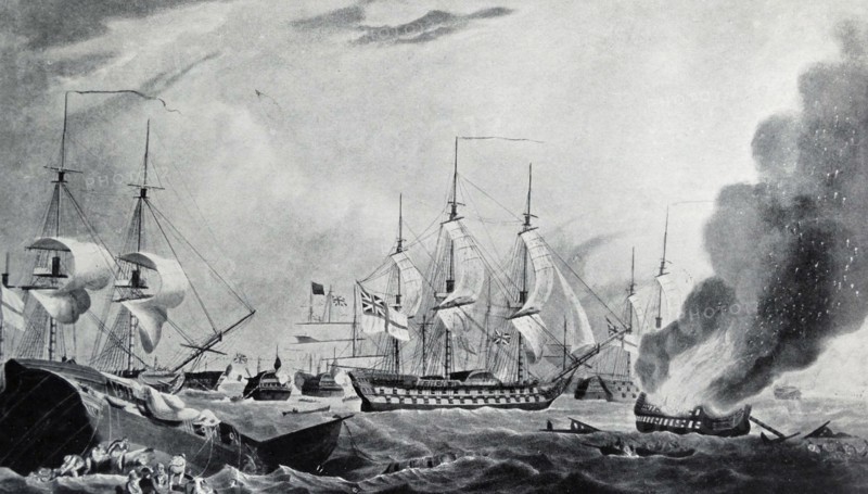 Aquatint of the Battle of the Nile