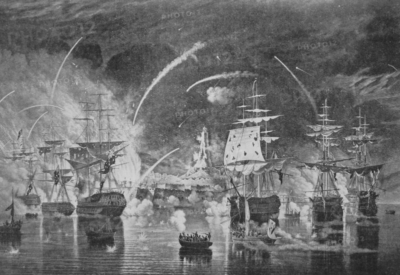 Aquatint of the bombardment of Algiers