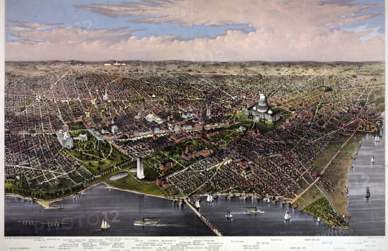 Arial view of Washington from the Potomac