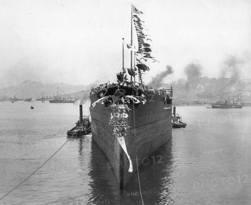 Photograph of the launching of the Japanese Battleship Fuso 1914