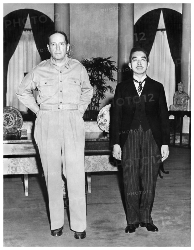 Photograph of General Douglas MacArthur with the Japanese Emperor Hirohito