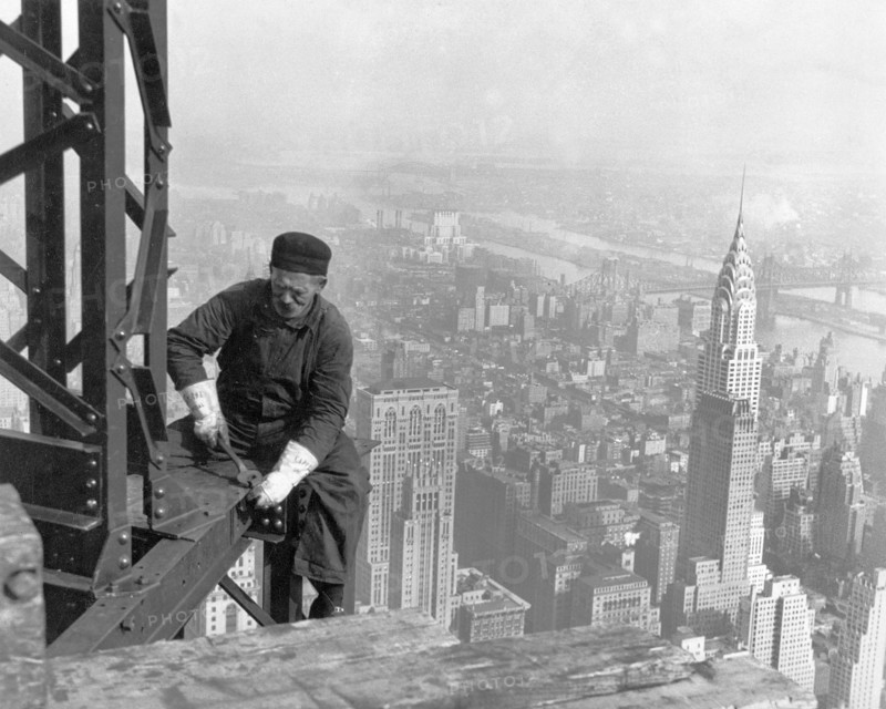Photograph of a construction worker on the Empire State Building 1930