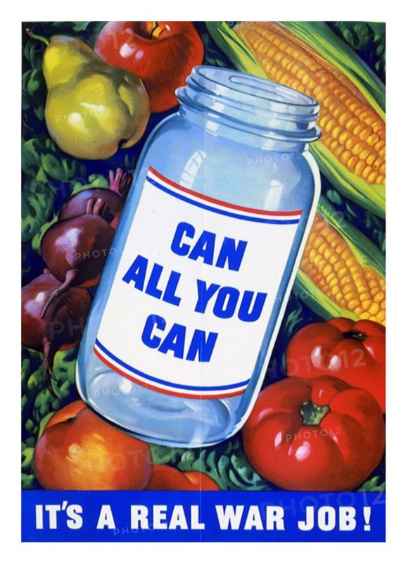 World War two American propaganda poster promoting canned food
