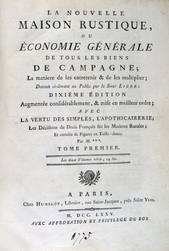 Economie générale de la campagne, ou Nouvelle maison rustique'