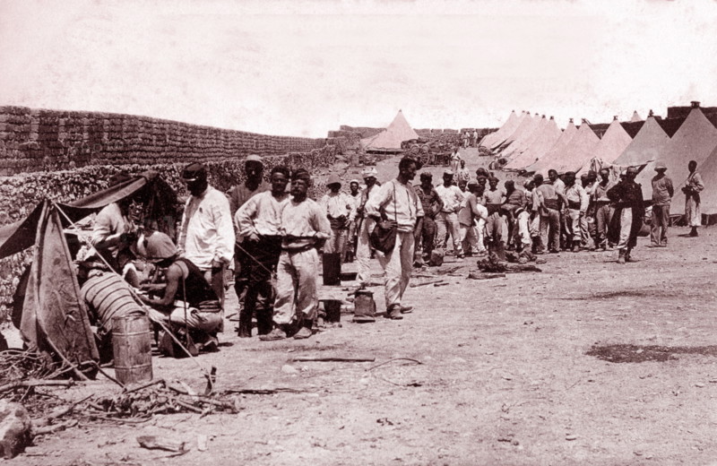 French Foreign Legion, soldiers camp near Safsafat, Morocco, 1901