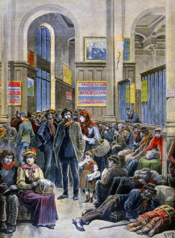 Italian immigrants seek shelter at the Gare Saint Lazare 1896