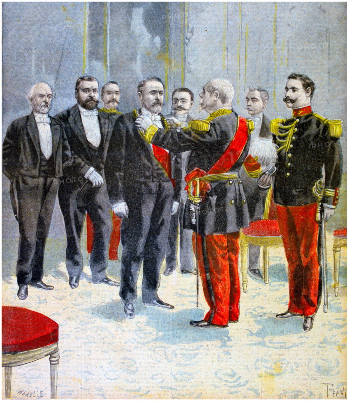 President Emile Loubet is given the Légion d'honneur