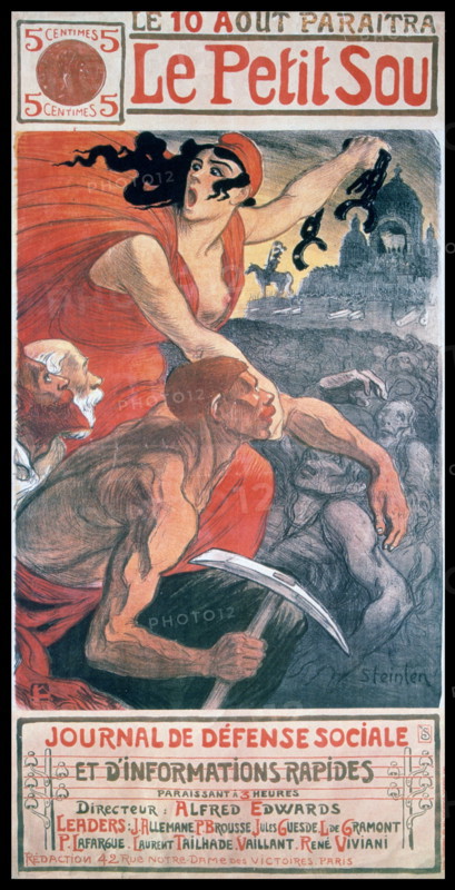 Art Nouveau cover design by Steinlen, for a French Magazine 'Le Petit Sou' 1900