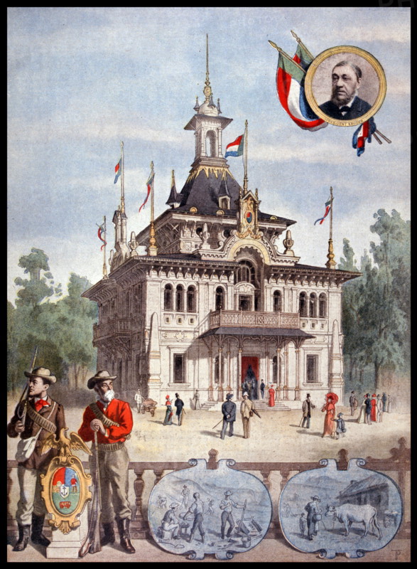 Illustration showing the Transvaal pavilion at the Exposition Universelle of 1900