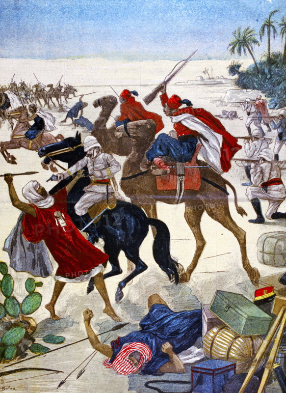 Illustration showing the French and Arab colonial forces fighting in Algeria
