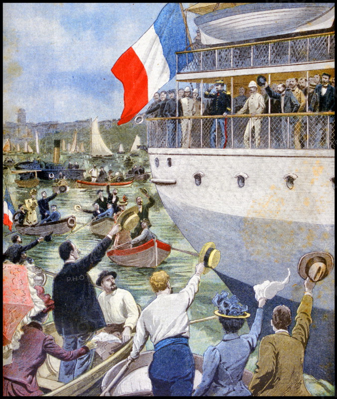 Departure of Colonel Marchand with French expeditionary forces to crush the Boxer Rebellion, in China