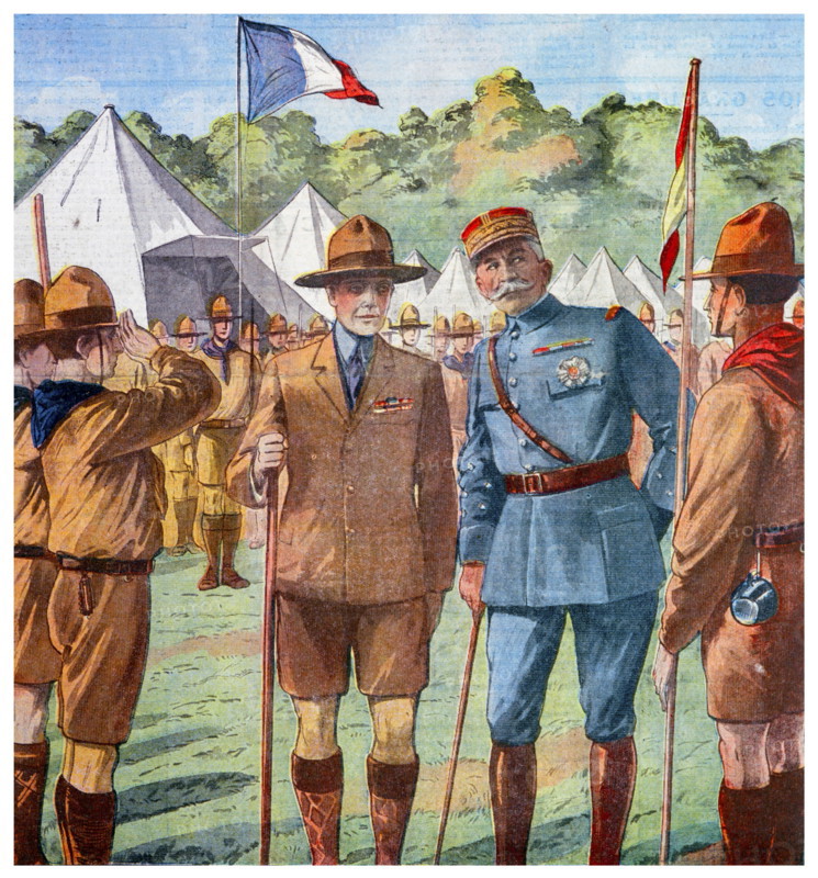 Illustration showing the inspection of French scouts by Edward VIII