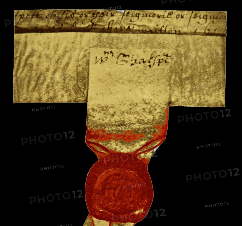 photograph of seal bearing Shakespeare's signature, from Blackfriars mortgage and property documents