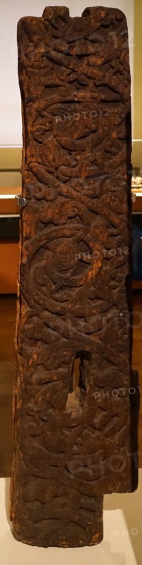 Zoomorphic carved Gothic doorpost from an Icelandic 13th-14th century church