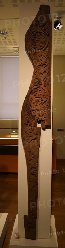Zoomorphic carved Gothic doorpost from an Icelandic 13th-14th century church