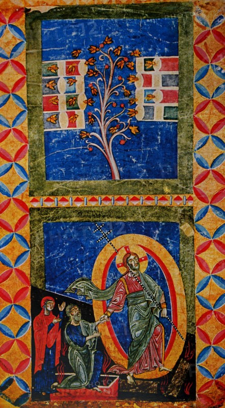 Fresco depicting Christ in Limbo Delivering the Elders - Exultet Roll
