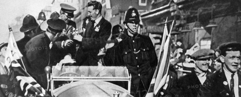 Photograph depicting the arrival of John Alcock and Sir Arthur Whitten Brown in Ireland