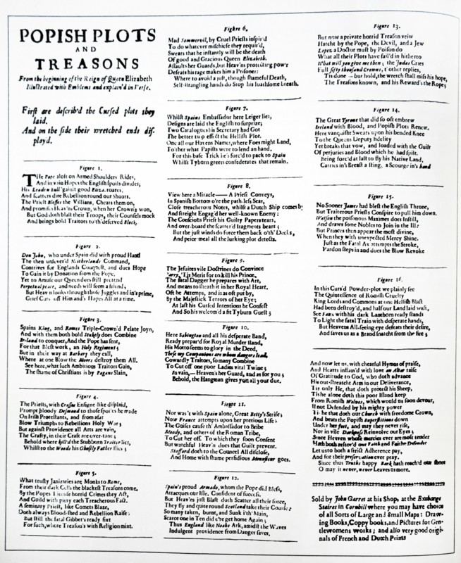 Printing of the 'The Popish Plots and Treasons'