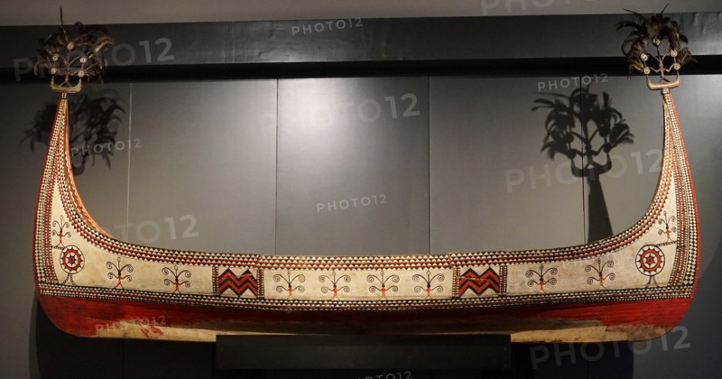 Painted wooden canoe from Taiwan