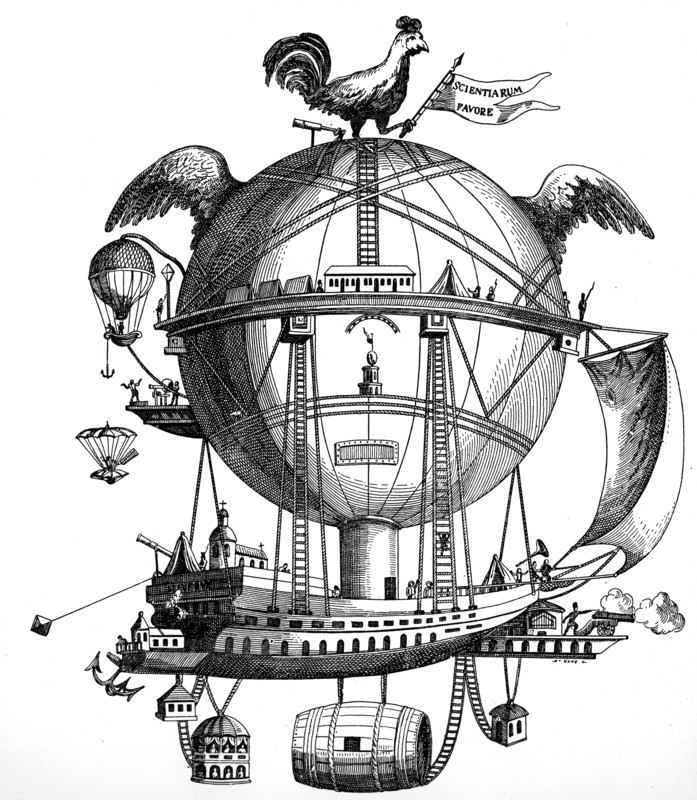 Engraving depicting the Minerva Balloon designed by Étienne-Gaspard Robert