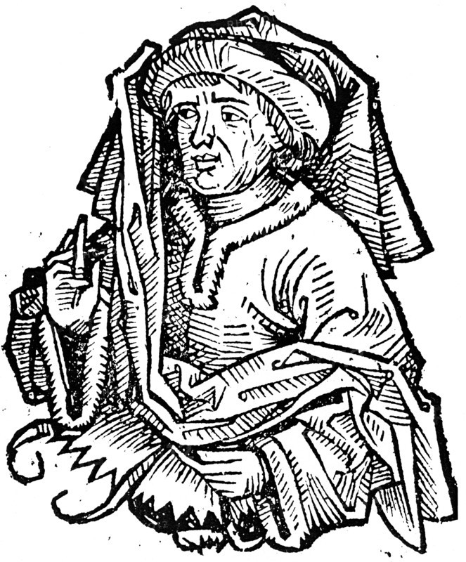 Woodcut portrait of 'Trusianus medicus', woodcut from the Nuremberg Chronicle 1493